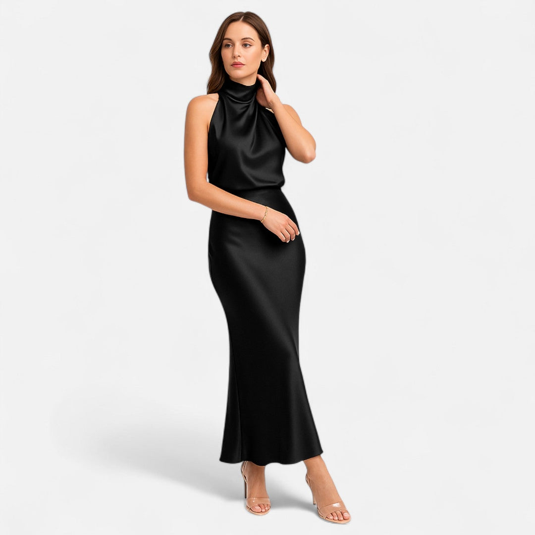 Women's Elegant Sleeveless Long Satin Dress