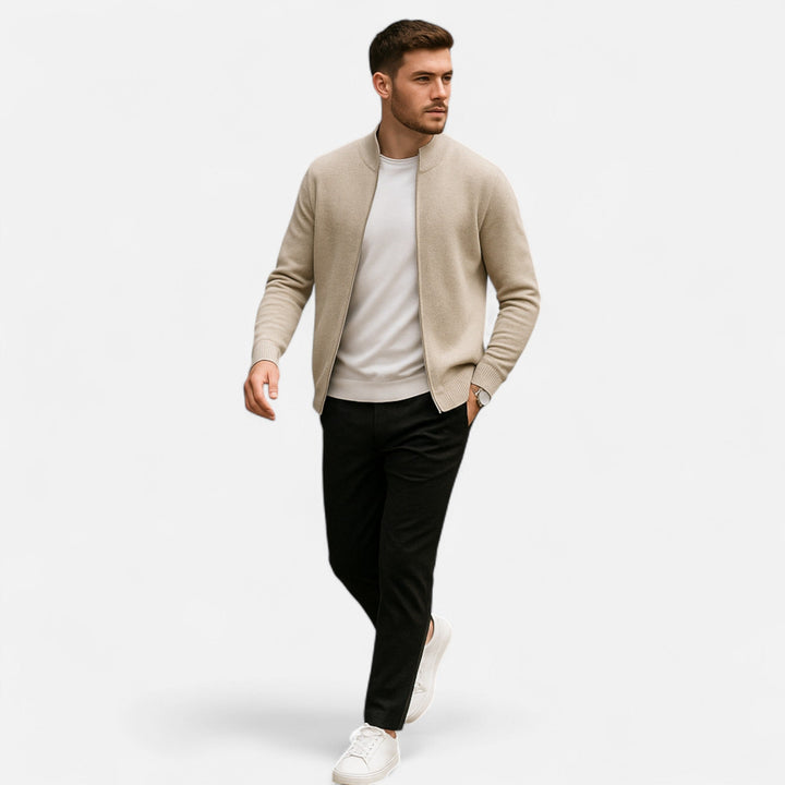 Warm Merino Wool Zip-Up Men's Cardigan