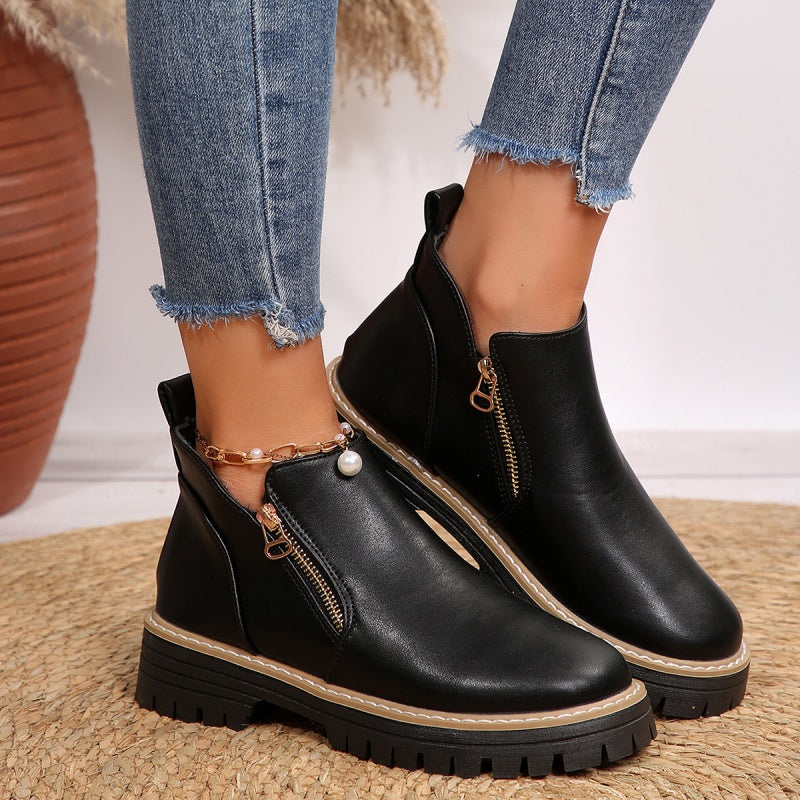 Elegant Women's Ankle Boots with Orthopedic Comfort - Black