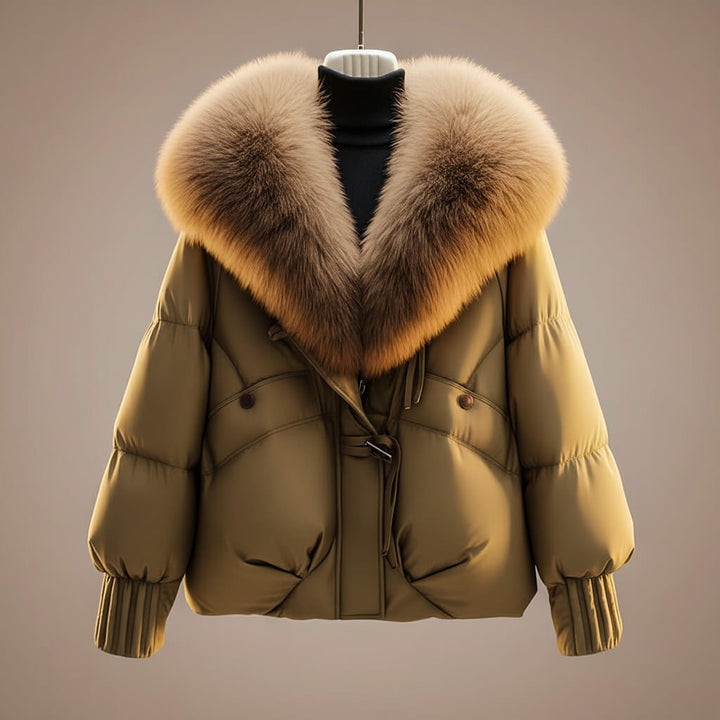 Elegant Quilted Women's Coat with Statement Collar