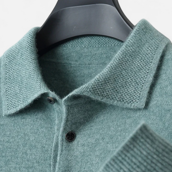 Elegant Men's Merino Wool Polo Sweater