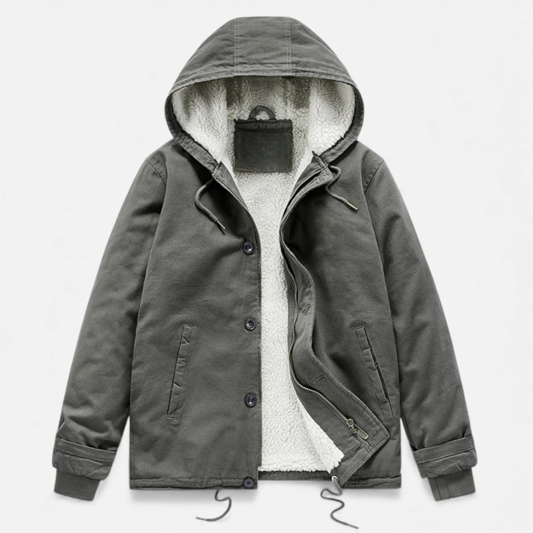 Warm Lined Men's Winter Jacket with Hood