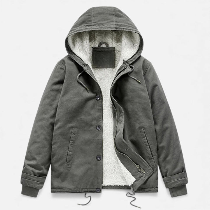 Warm Lined Men's Winter Jacket with Hood