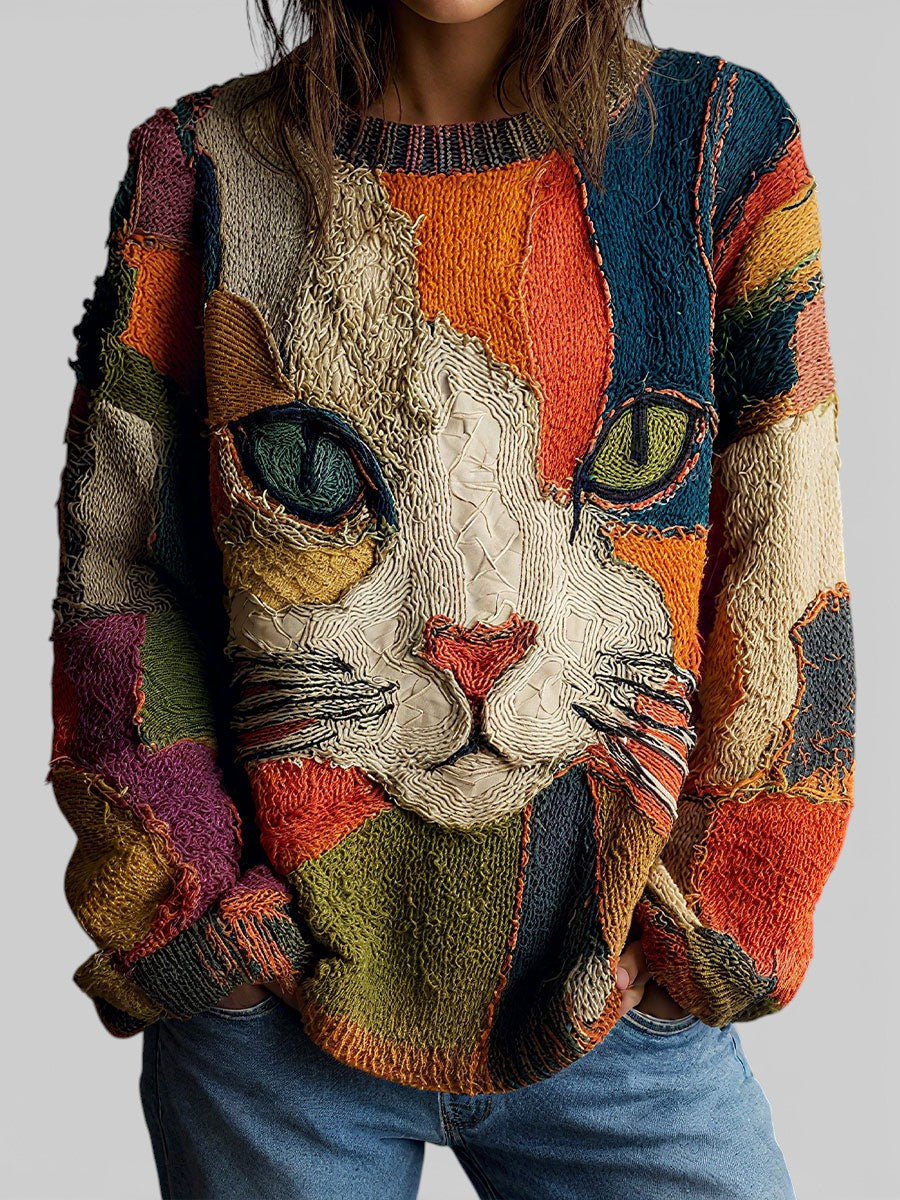 Artistic Bohemian Women's Cat Statement Top