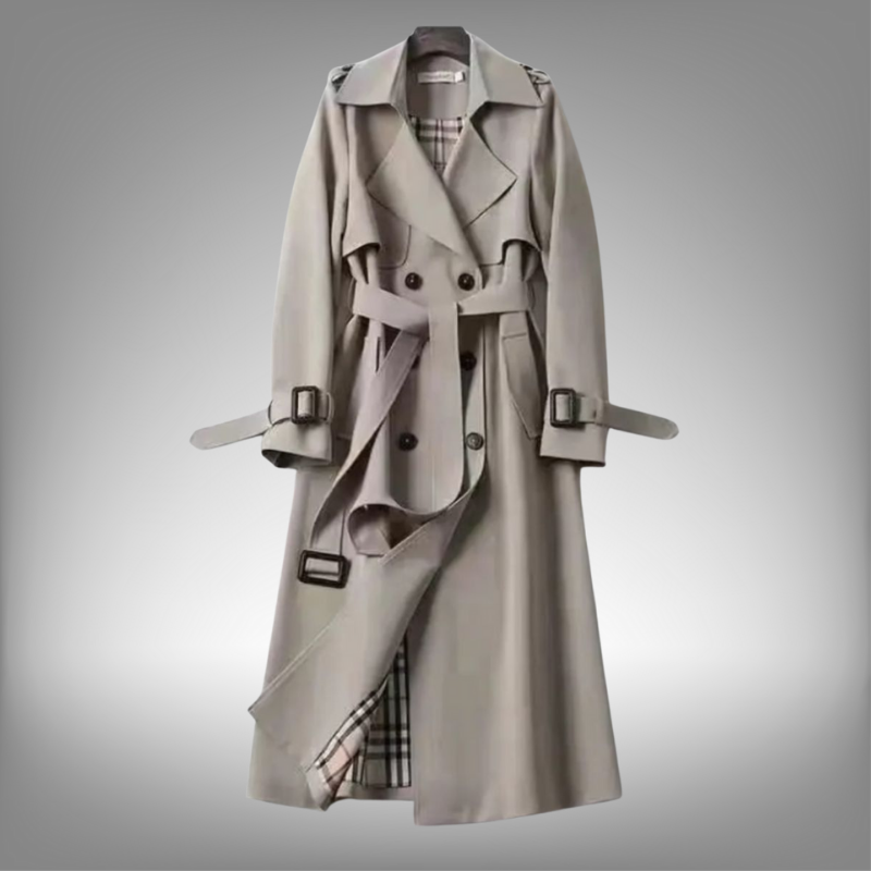 Classic Women's Trench Coat - Elegant Transitional Jacket with Belt