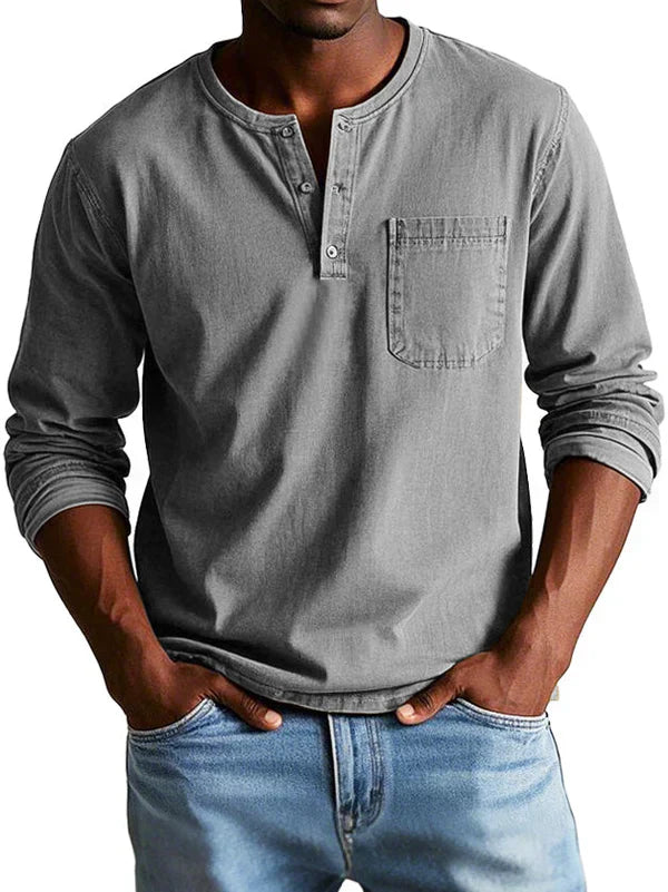 Casual Long Sleeve Men's Henley Shirt