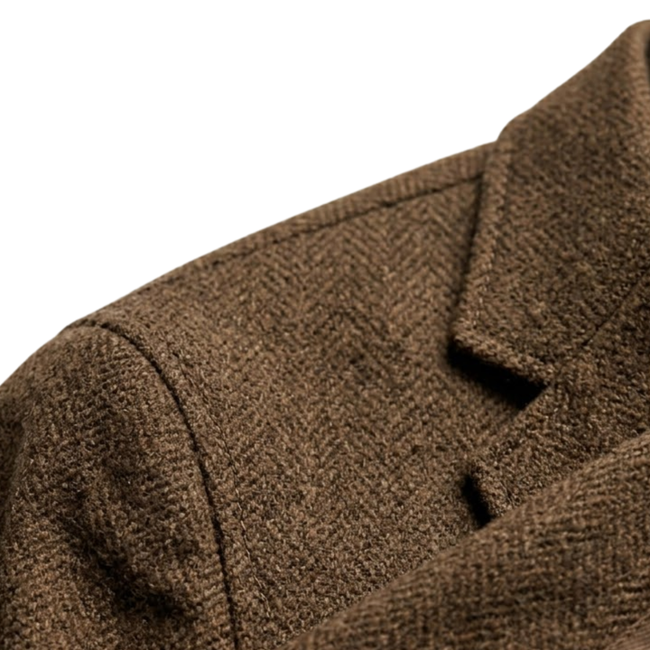 Classic Refined Men's Wool Single Breasted Tweed Blazer Jacket