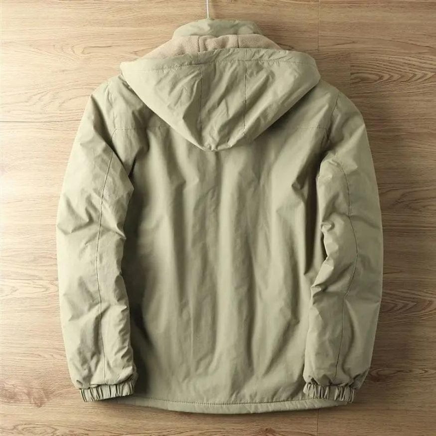 Men's Thermal Winter Jacket with Hood - Water-Resistant and Warm-Lined