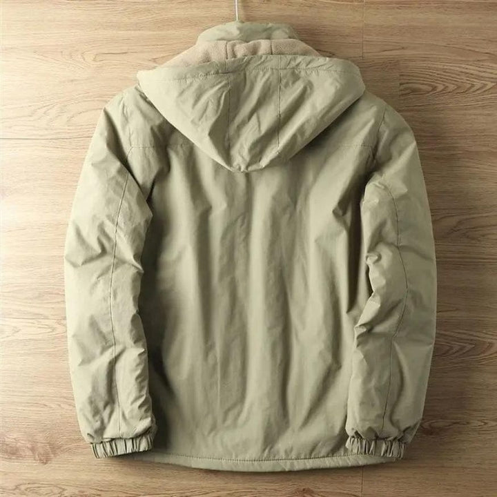 Men's Thermal Winter Jacket with Hood - Water-Resistant and Warm-Lined