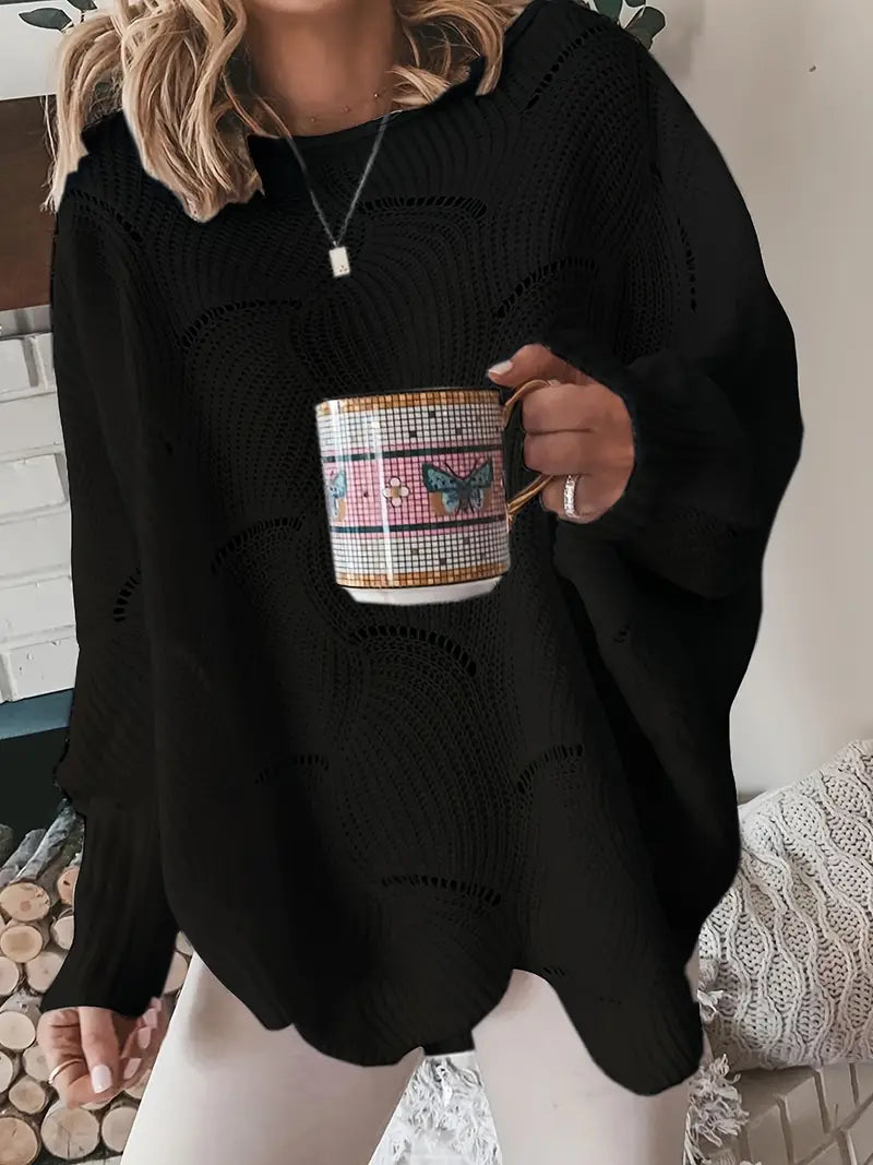 Elegant Cut-Out Knit Sweater for Women