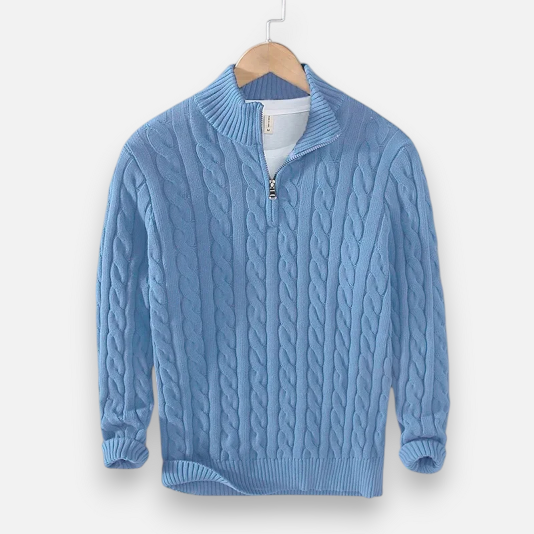 Men's Thick Turtleneck Pullover Sweater with Zipper
