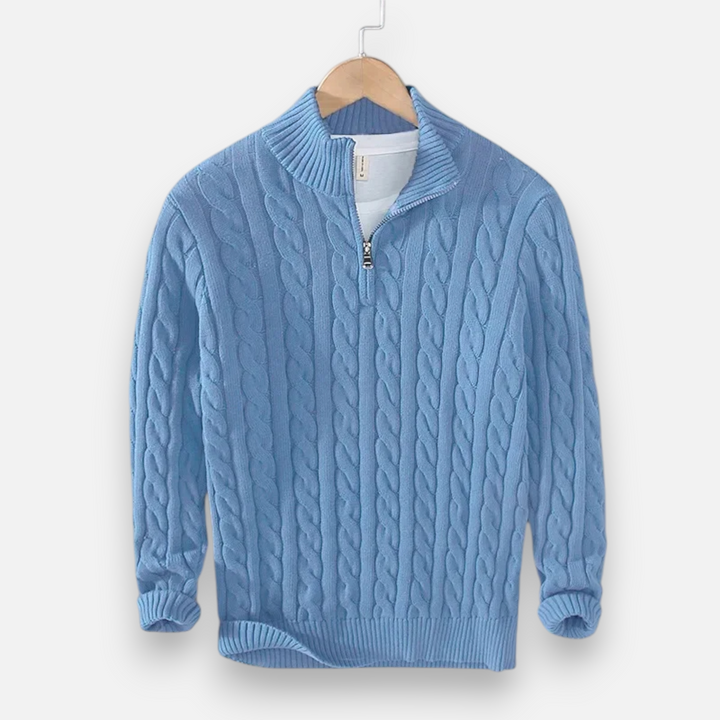 Men's Thick Turtleneck Pullover Sweater with Zipper