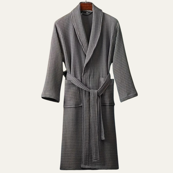 Lightweight Cotton Waffle Men's Spa Bathrobe with Belt