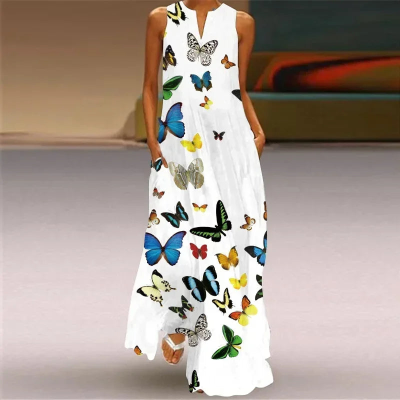 Elegant Butterfly Floral Women's A-Line Dress