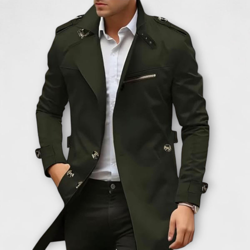 Men's Comfortable Trench Jacket with Button Closure