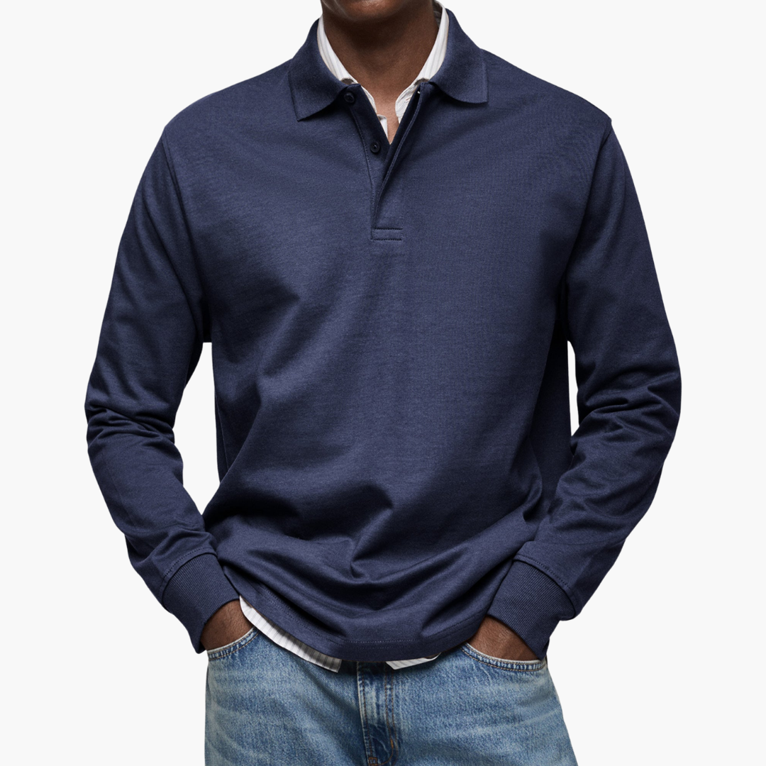 Elegant Men's Long Sleeve Casual Polo Shirt