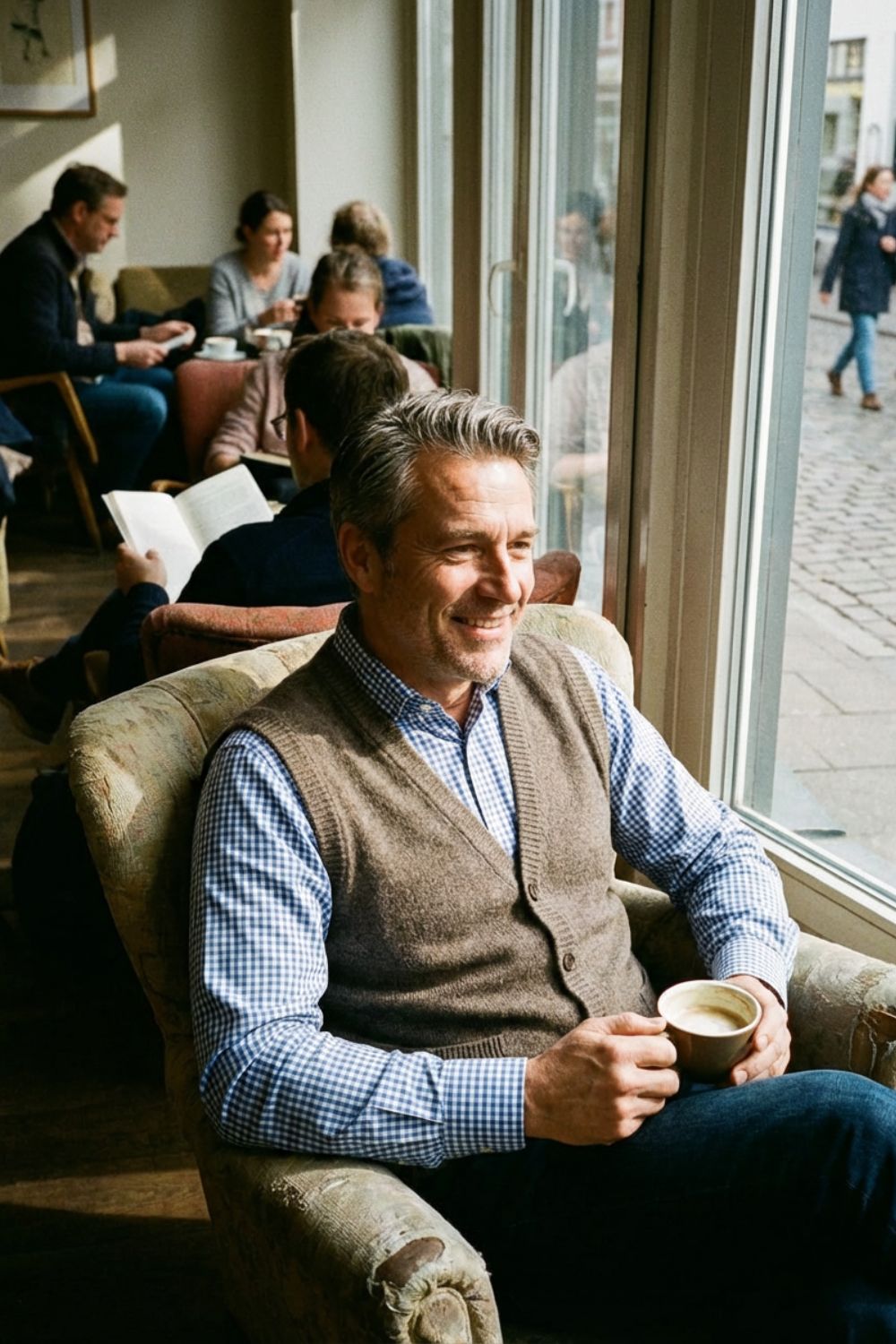 Classic V-Neck Men's Knit Vest with Button Front