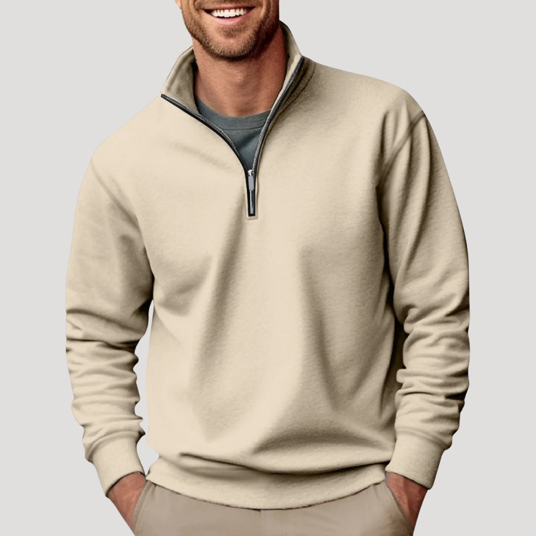 Lightweight Men's Cotton Half-Zip Sweatshirt - Breathable and Versatile