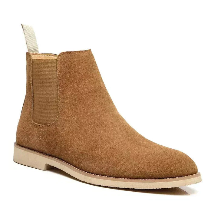 Men's Luxury Calfskin Suede Chelsea Boots - Classic Boots with Elastic Side Panels