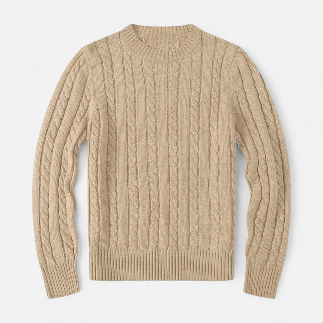 Classic Crew Neck Cotton-Blend Men's Sweater
