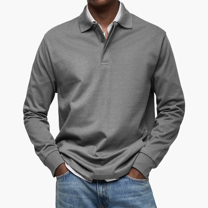 Elegant Men's Long Sleeve Casual Polo Shirt