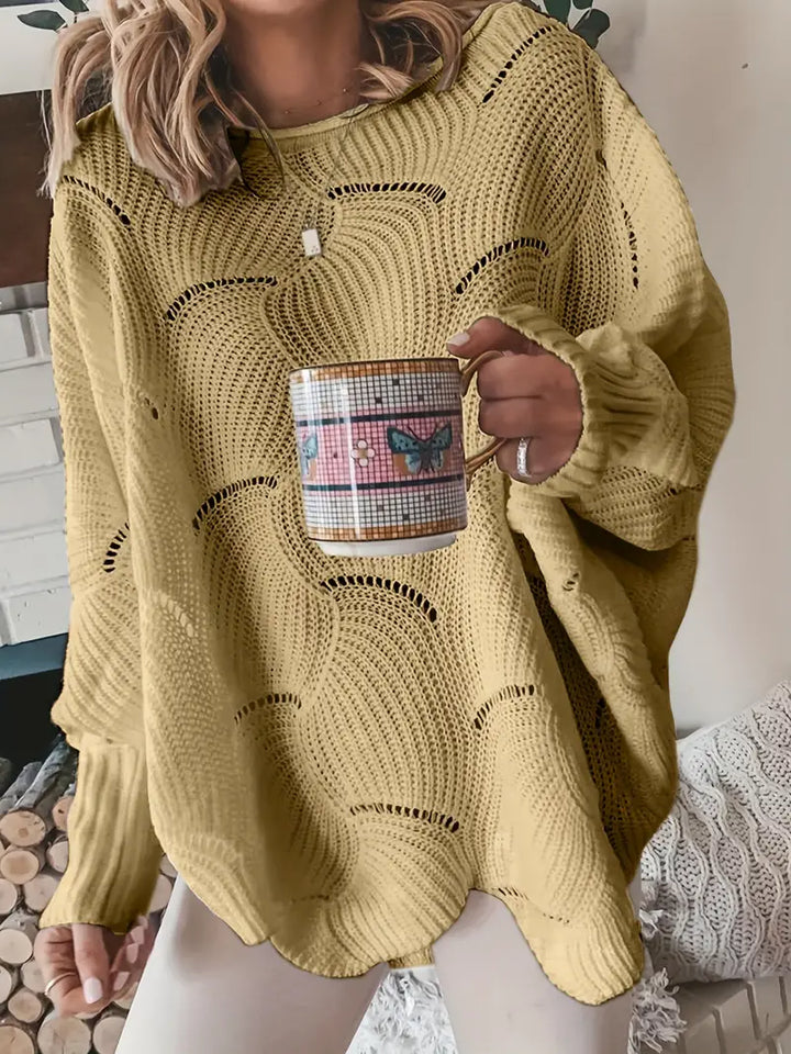 Elegant Cut-Out Knit Sweater for Women