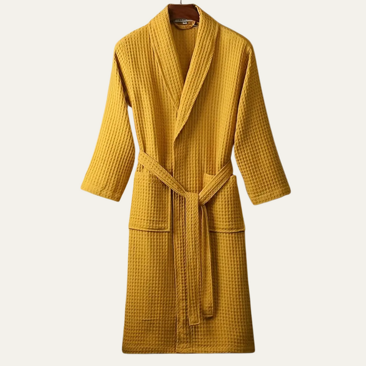 Lightweight Cotton Waffle Men's Spa Bathrobe with Belt