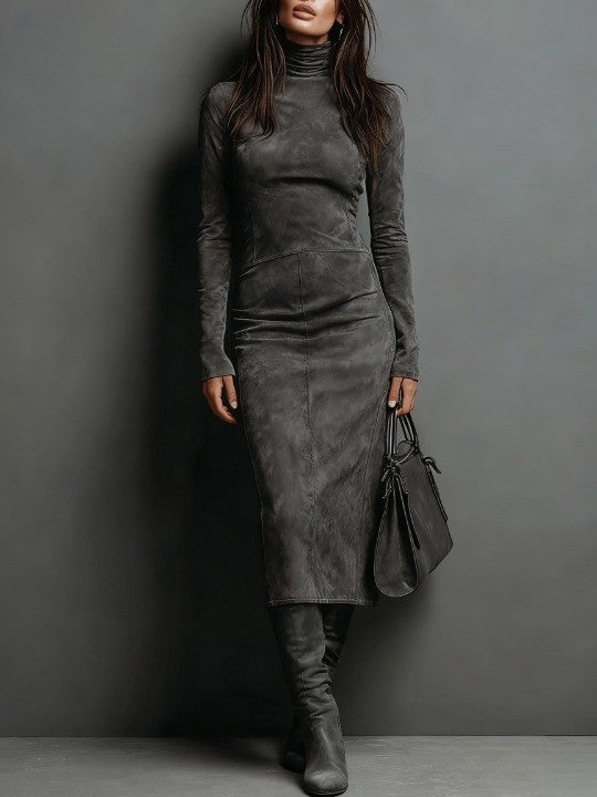 Elegant Soft Women's Suede Maxi Dress
