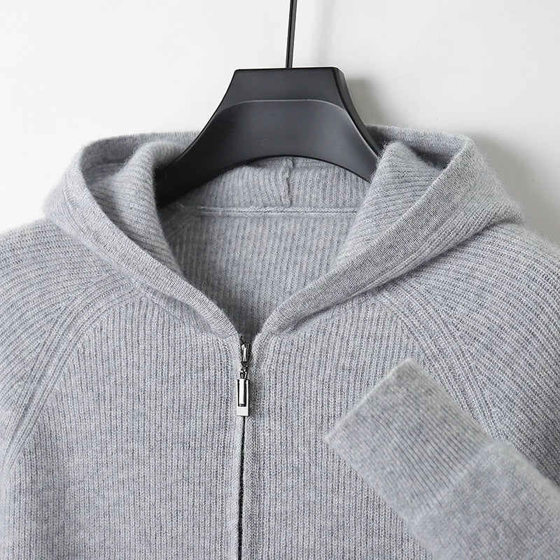 Men's Zip Pullover with Front Zipper - Elegant Knit Sweater for Business and Casual Wear