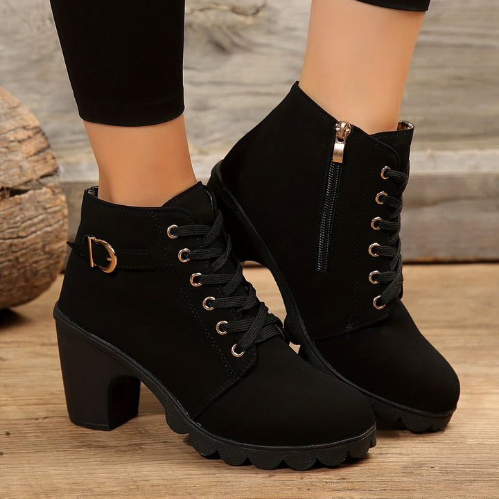 Elegant Women's Block Heel Ankle Boots - Versatile Ankle Boots