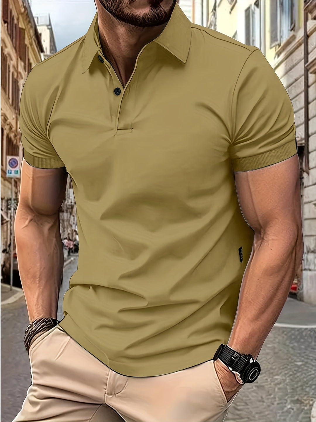 Classic Men's Short Sleeve Polo Shirt with Collar - Timeless and Versatile