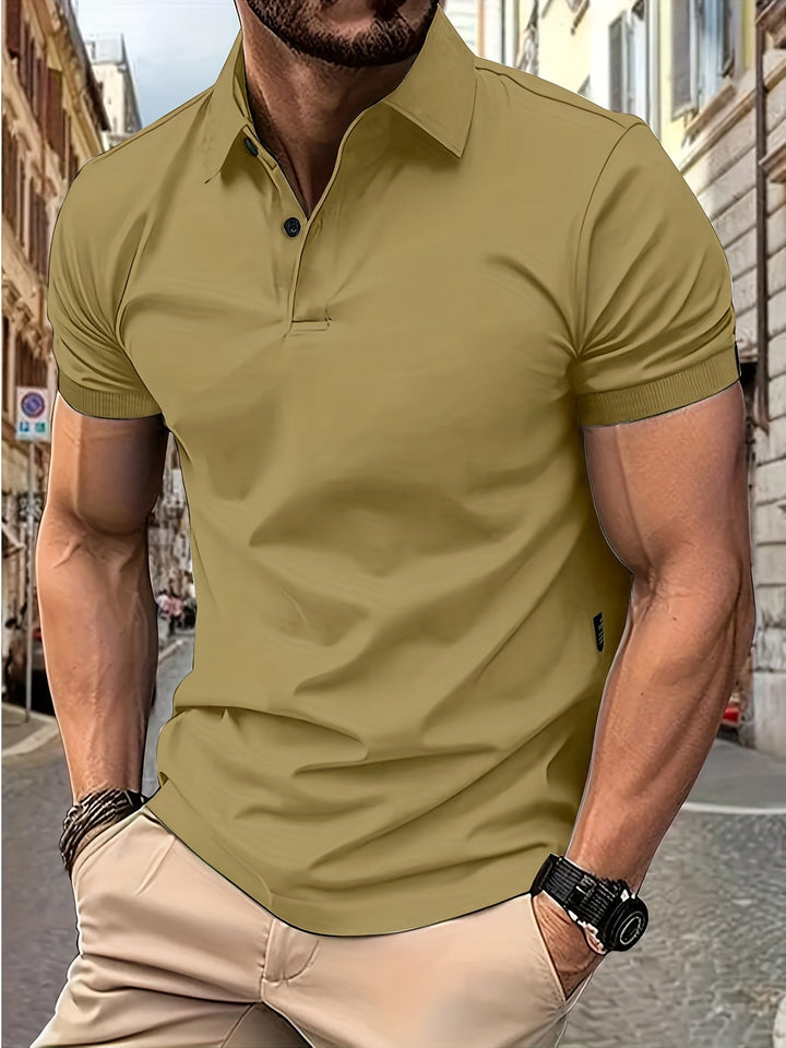 Classic Men's Short Sleeve Polo Shirt with Collar - Timeless and Versatile