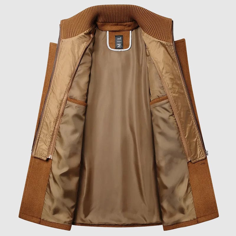 Elegant Men's Winter Coat in Wool-Cotton with Zipper - Classic Regular Fit