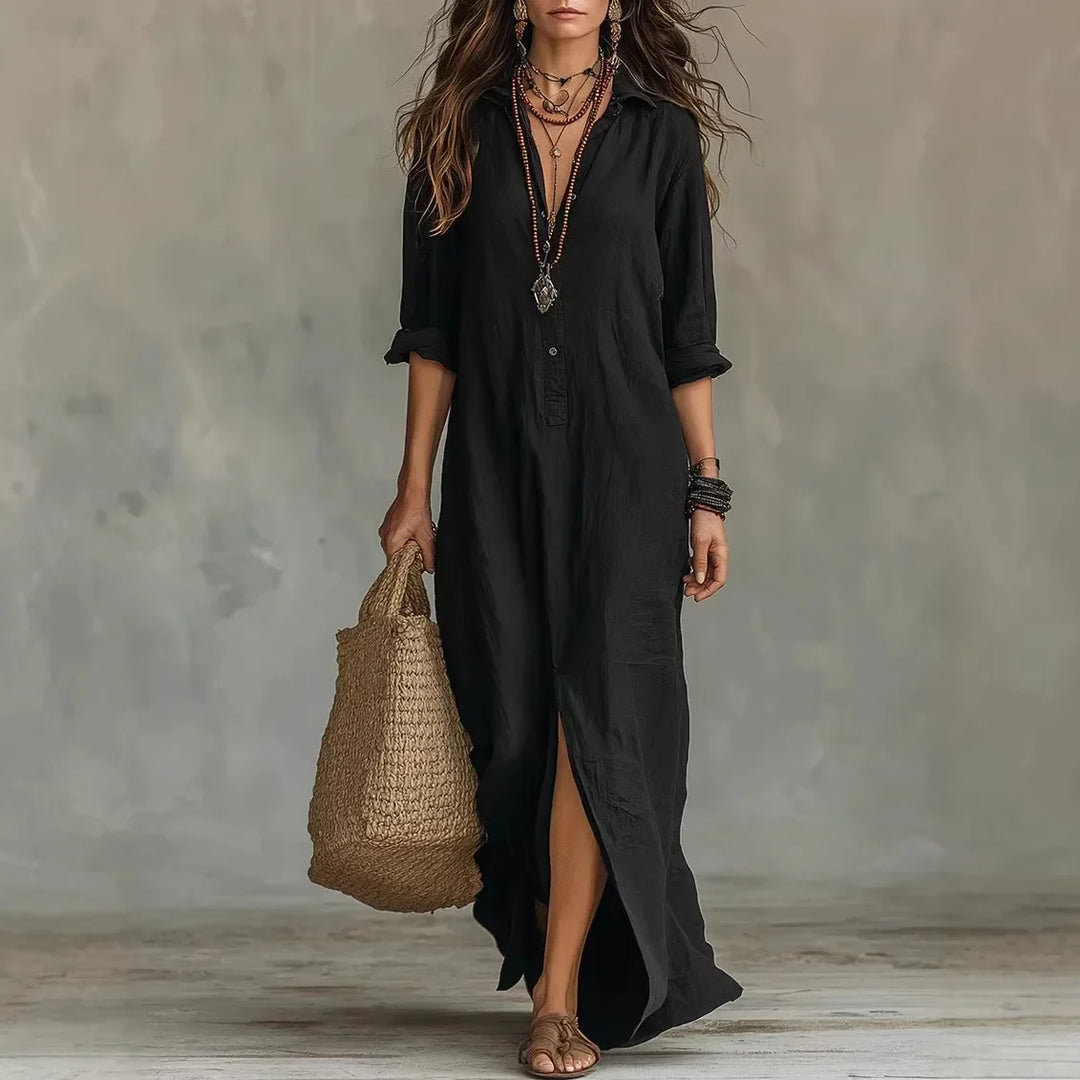 Lightweight Casual Women's Linen Shirt Dress