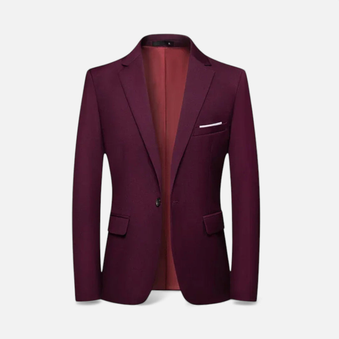 Elegant Single-Breasted Men's Blazer for Business and Formal Occasions