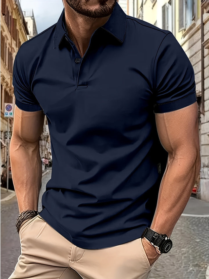 Classic Men's Short Sleeve Polo Shirt with Collar - Timeless and Versatile