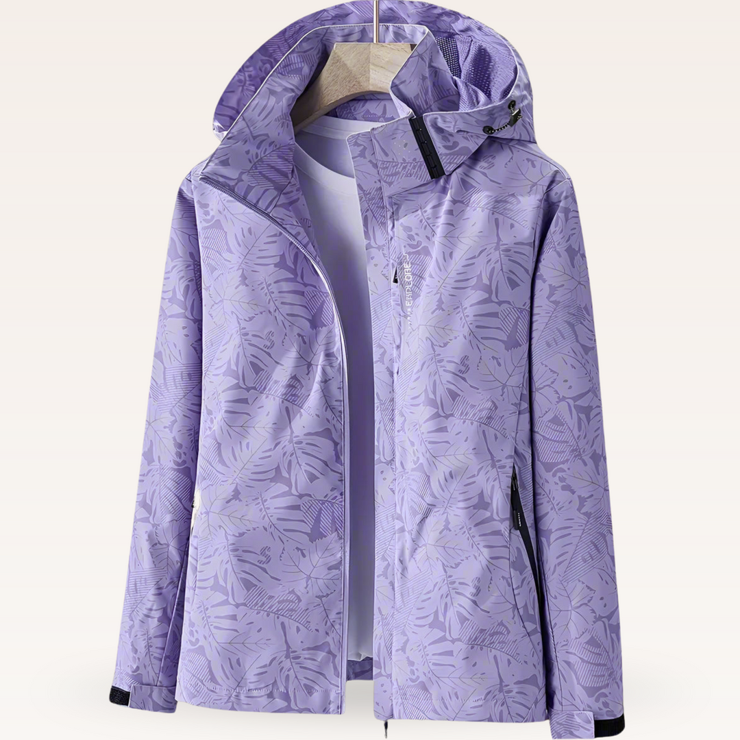 Waterproof Women's Summer Jacket with Leaf Print - Lightweight and Breathable
