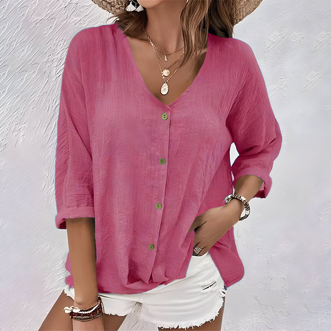 Casual Relaxed Women's Button-Up Blouse