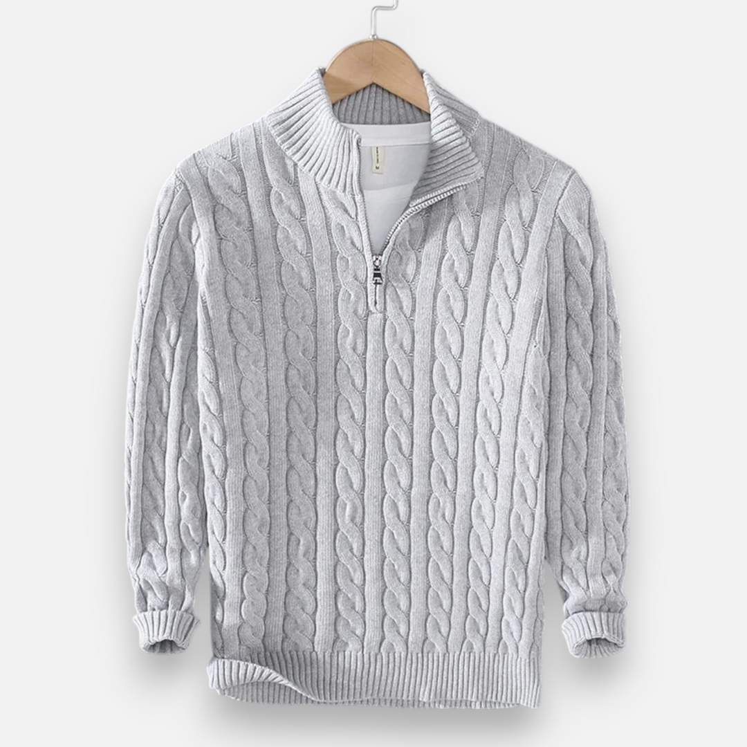 Men's Thick Turtleneck Pullover Sweater with Zipper