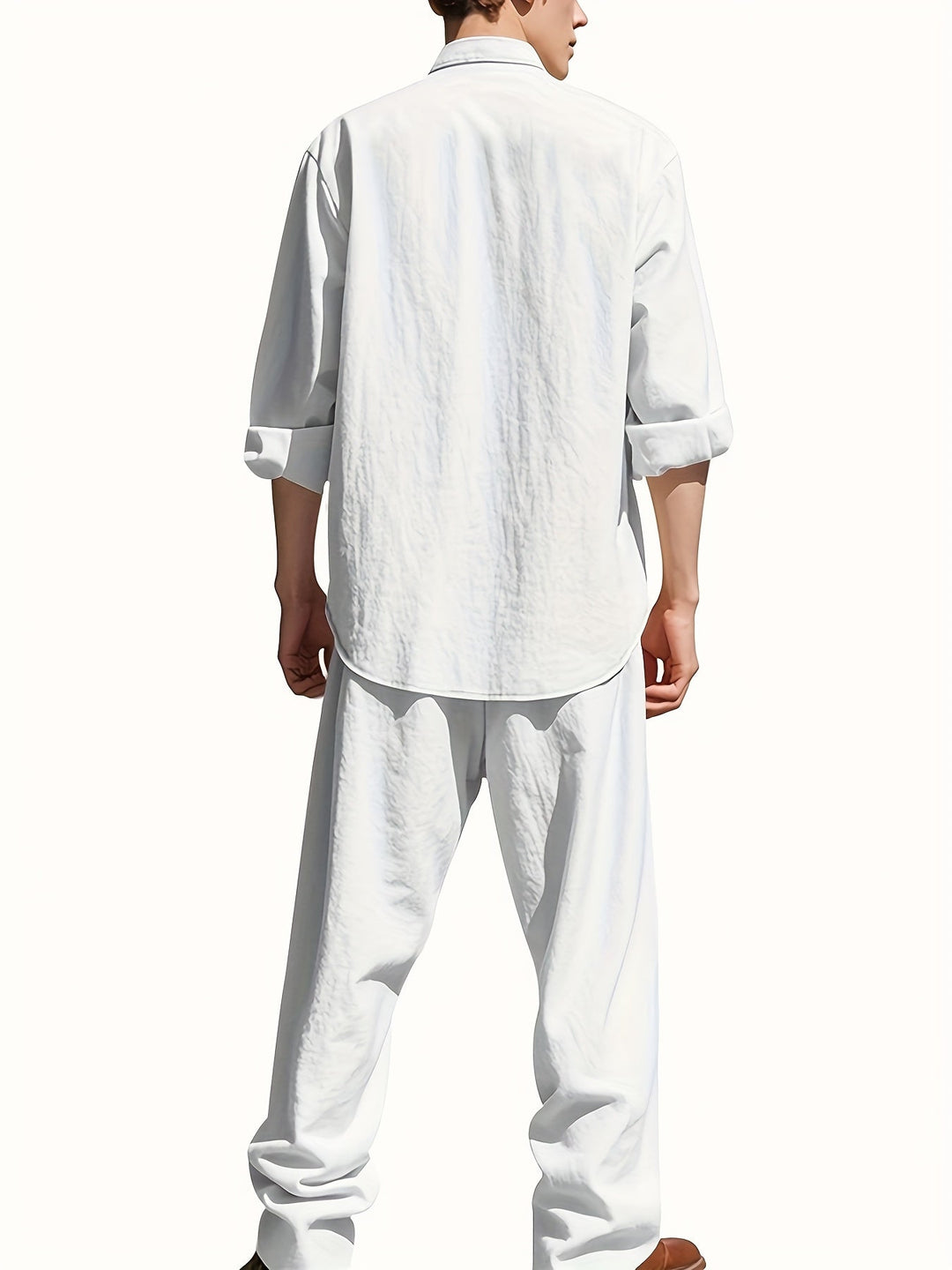 Men's Casual Linen Set - Two-Piece Summer Outfit in Natural Linen
