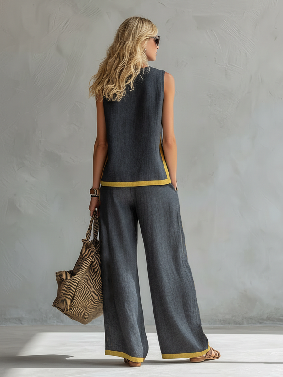 Elegant Wide Leg Women's Two Piece Summer Set