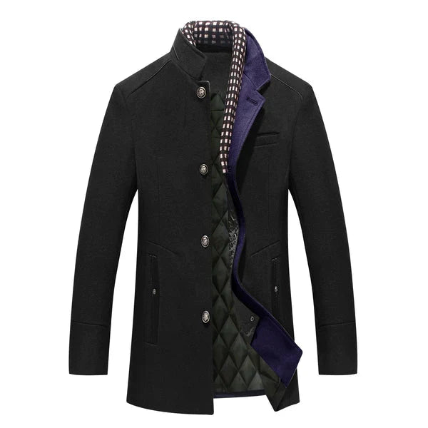 Elegant Men's Winter Wool Coat - Classic and Warm Lined