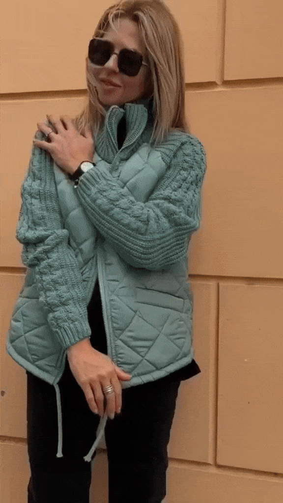 Women's Patchwork Knit Cardigan - Lightweight Winter Jacket