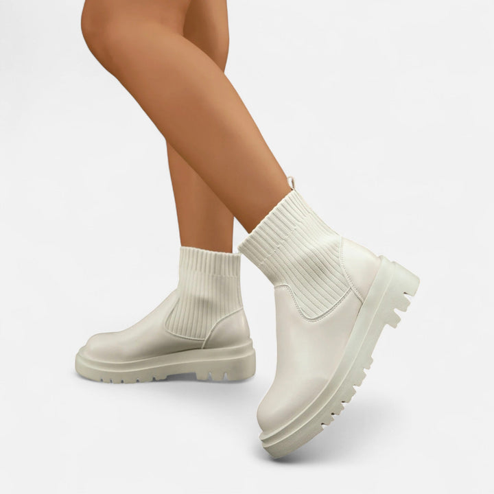 Elegant Women's Block Heel Ankle Boots - Slip-On Design
