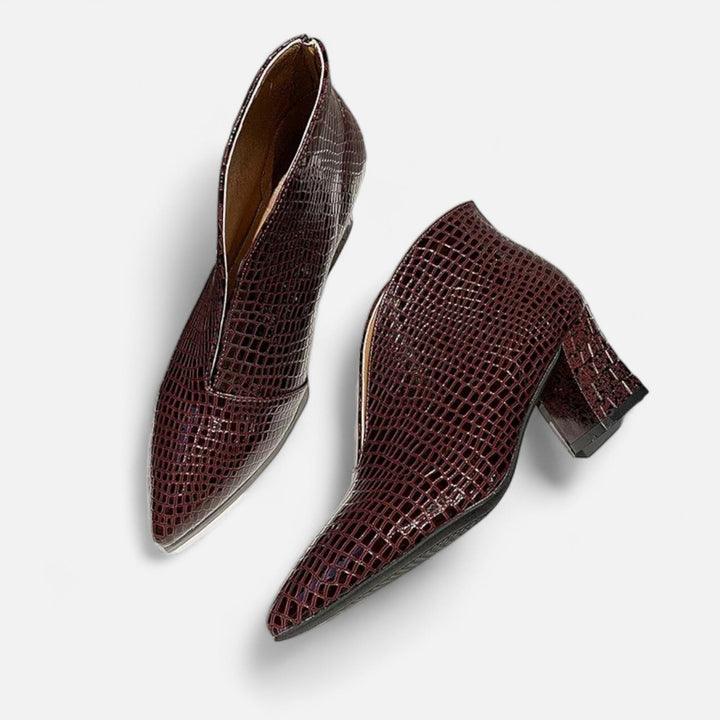 Elegant Patent Leather Women's Ankle Boots with V-Cut