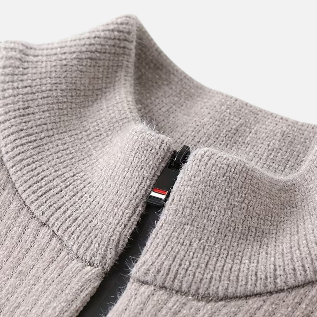 Men's Thick Striped Half-Zip Knit Sweater