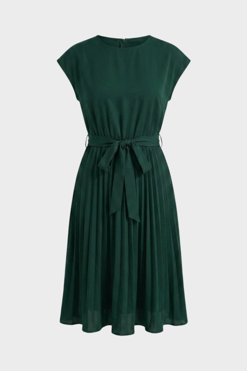 Elegant Belted Women's Pleated Midi Dress