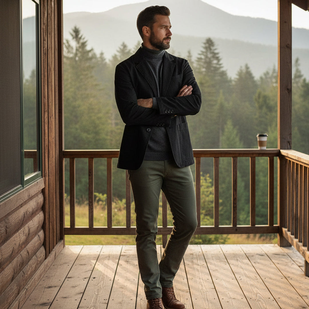 Men's Cotton Blazer-Style Windbreaker with Pockets