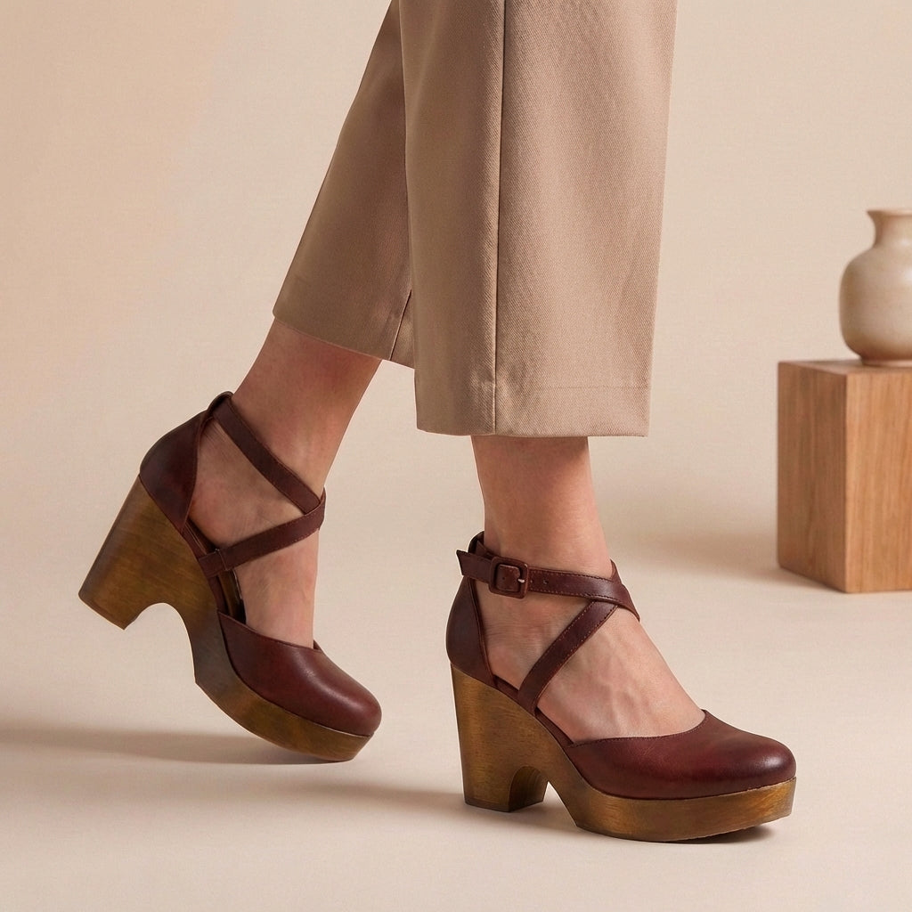 Elegant Women's Block Heel Strap Platform Heels