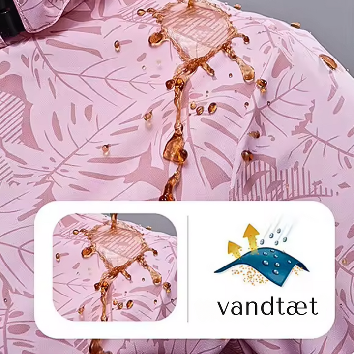 Waterproof Women's Summer Jacket with Leaf Print - Lightweight and Breathable